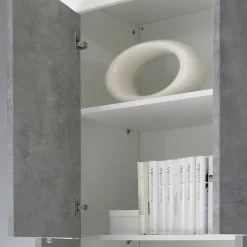 Clearance Wohnwand in Beton Optik & Weiß HG - Narandu (dreiteilig) Wohnwände