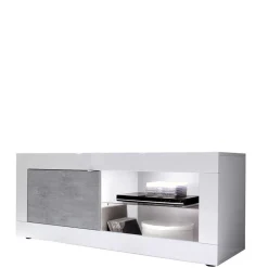 Clearance Wohnwand in Beton Optik & Weiß HG - Narandu (dreiteilig) Wohnwände