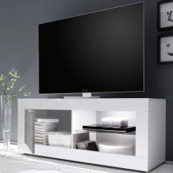 Clearance Wohnwand in Beton Optik & Weiß HG - Narandu (dreiteilig) Wohnwände