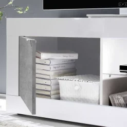 Clearance Wohnwand in Beton Optik & Weiß HG - Narandu (dreiteilig) Wohnwände