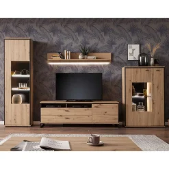 Wohnwand in Eicheoptik - Nikdus (vierteilig) Wohnwände