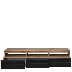 Discount Wohnwand in Schwarz & Wildeiche - Kandu (fünfteilig) Wohnwände