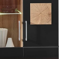 Discount Wohnwand in Schwarz & Wildeiche - Kandu (fünfteilig) Wohnwände