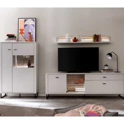 Best Wohnwand in Weiß mit Wildeiche - Varzino (dreiteilig) Wohnwände