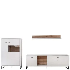 Best Wohnwand in Weiß mit Wildeiche - Varzino (dreiteilig) Wohnwände