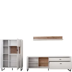 Best Wohnwand in Weiß mit Wildeiche - Varzino (dreiteilig) Wohnwände