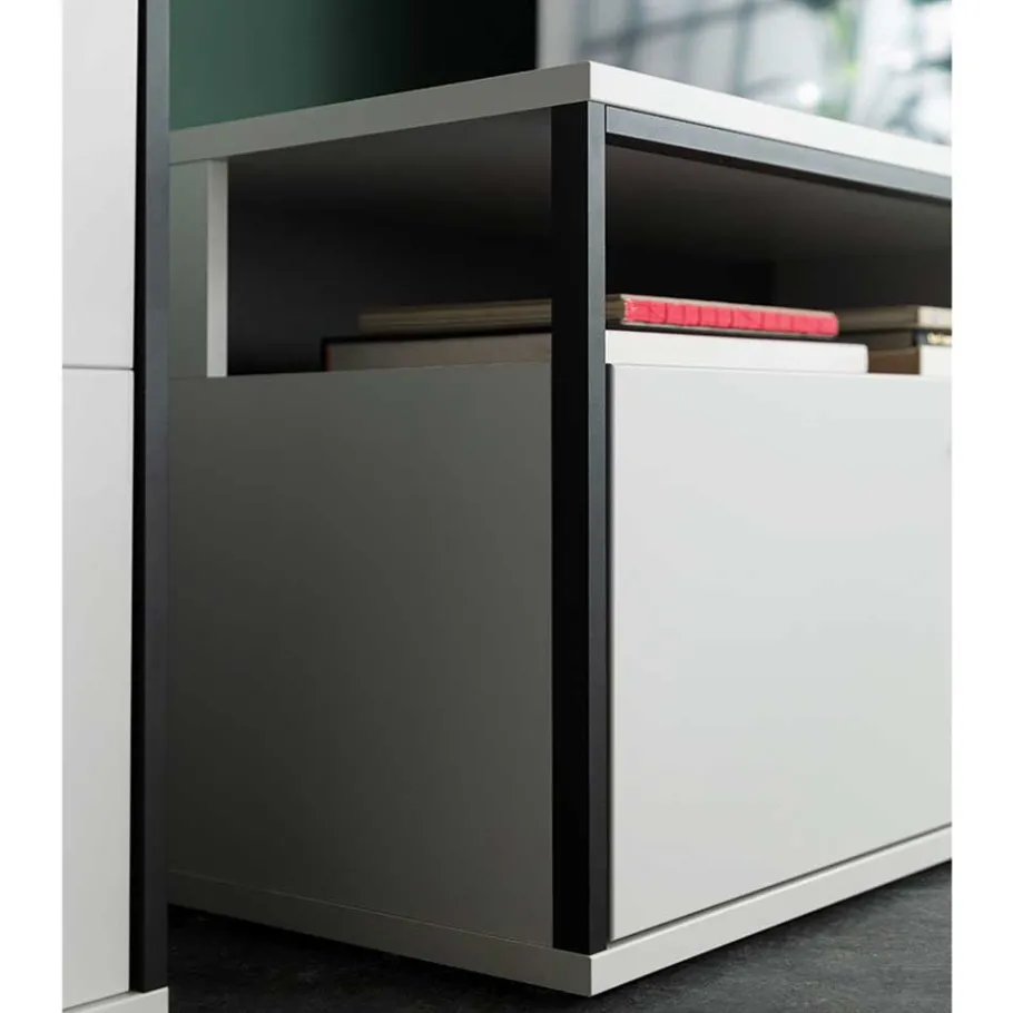 Clearance Wohnwand in Weiß und Schwarzgrau - Loazin (dreiteilig) Wohnwände