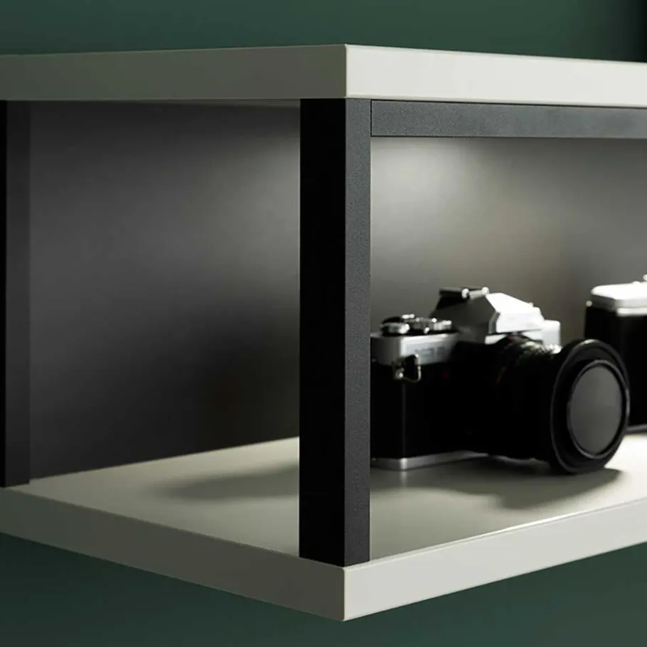 Clearance Wohnwand in Weiß und Schwarzgrau - Loazin (dreiteilig) Wohnwände