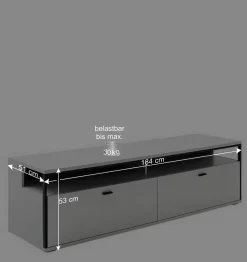 Clearance Wohnwand in Weiß und Schwarzgrau - Loazin (dreiteilig) Wohnwände