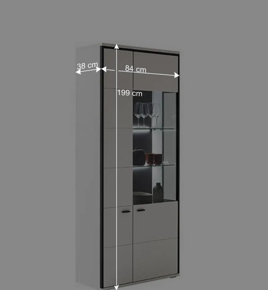 Clearance Wohnwand in Weiß und Schwarzgrau - Loazin (dreiteilig) Wohnwände