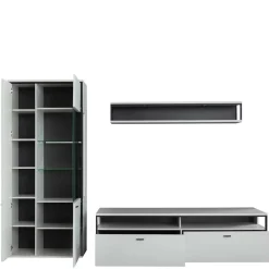 Clearance Wohnwand in Weiß und Schwarzgrau - Loazin (dreiteilig) Wohnwände