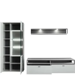 Clearance Wohnwand in Weiß und Schwarzgrau - Loazin (dreiteilig) Wohnwände