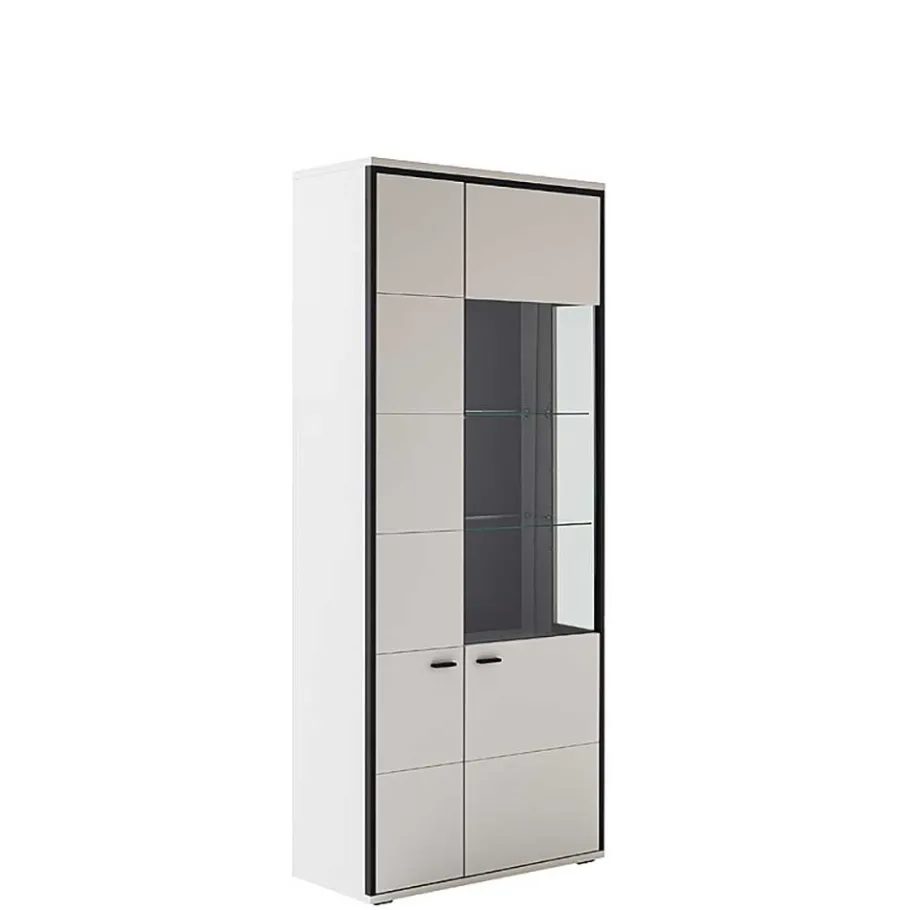 Clearance Wohnwand in Weiß und Schwarzgrau - Loazin (dreiteilig) Wohnwände