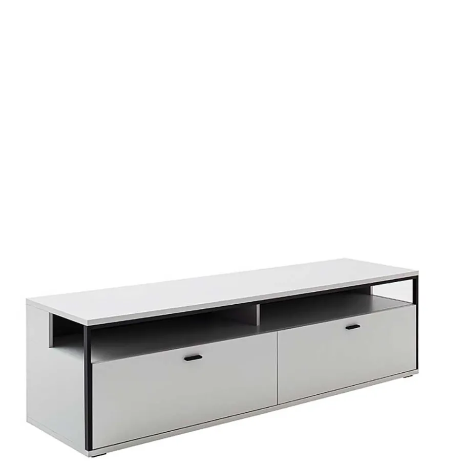 Clearance Wohnwand in Weiß und Schwarzgrau - Loazin (dreiteilig) Wohnwände