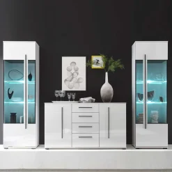 Sale Wohnwand Jetongos in Hochglanz Weià (dreiteilig) WohnwÀnde