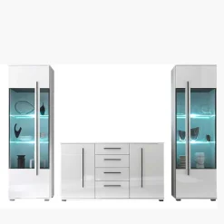 Sale Wohnwand Jetongos in Hochglanz Weiß (dreiteilig) Wohnwände