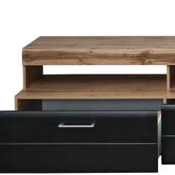 Outlet Wohnwand Möbel in Schwarz & Wildeiche - Kandu (fünfteilig) Wohnwände