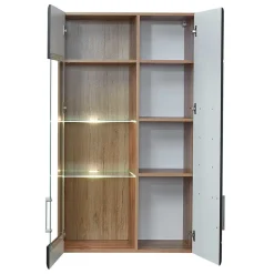 Outlet Wohnwand Möbel in Schwarz & Wildeiche - Kandu (fünfteilig) Wohnwände