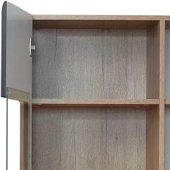 Outlet Wohnwand Möbel in Schwarz & Wildeiche - Kandu (fünfteilig) Wohnwände