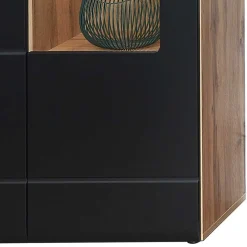 Outlet Wohnwand Möbel in Schwarz & Wildeiche - Kandu (fünfteilig) Wohnwände