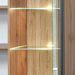 Outlet Wohnwand Möbel in Schwarz & Wildeiche - Kandu (fünfteilig) Wohnwände