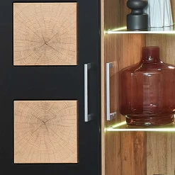 Outlet Wohnwand Möbel in Schwarz & Wildeiche - Kandu (fünfteilig) Wohnwände