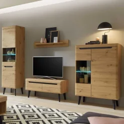 Wohnwand Möbelset Skandi Style - Olcian (vierteilig) Wohnwände