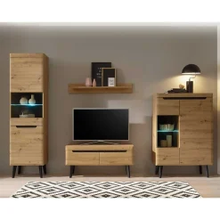 Wohnwand Möbelset Skandi Style - Olcian (vierteilig) Wohnwände