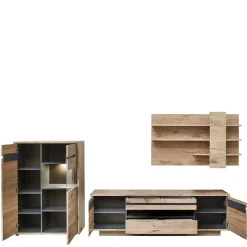 Online Wohnwand Schränke im Holzdekor - Zelio (dreiteilig) Wohnwände