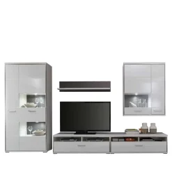 Outlet Wohnwand Tacroma in Weiß Hochglanz (fünfteilig) Wohnwände