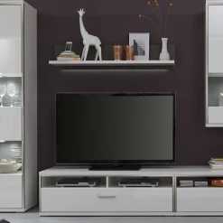 Outlet Wohnwand Tacroma in Weiß Hochglanz (fünfteilig) Wohnwände