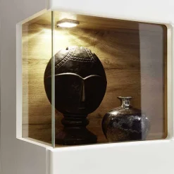 Wohnwand Vitrinenschrank in Weiß Eiche - Lisepio Vitrinen