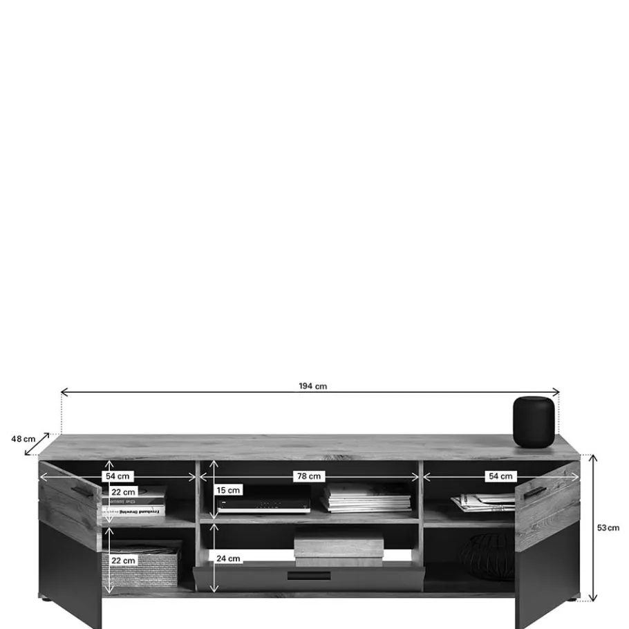 Best Wohnwand Wohnkombination - 251 cm breit - Lucios (dreiteilig) Wohnwände