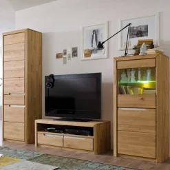 Discount Wohnzimmer Anbauwand Croconia aus Wildeiche Massivholz (dreiteilig) Wohnwände