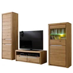 Discount Wohnzimmer Anbauwand Croconia aus Wildeiche Massivholz (dreiteilig) Wohnwände