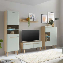 Online Wohnzimmer Anbauwand im Skandi Design - Armina (vierteilig) Wohnwände