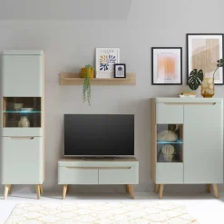 Online Wohnzimmer Anbauwand im Skandi Design - Armina (vierteilig) Wohnwände