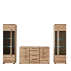 Best Wohnzimmer Anbauwand in Eiche - Brocus (dreiteilig) Wohnwände