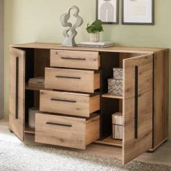 Best Wohnzimmer Anbauwand in Eiche - Brocus (dreiteilig) Wohnwände