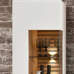 Online Wohnzimmer Anbauwand in Weiß mit Wildeiche - Niam (dreiteilig) Wohnwände