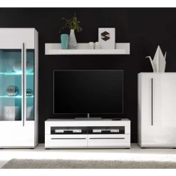 New Wohnzimmer Anbauwand Jetongos in Weiß Hochglanz (vierteilig) Wohnwände