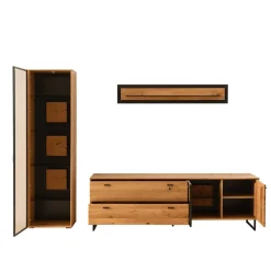 Discount Wohnzimmer Anbauwand mit LED Beleuchtung - Drinidad (dreiteilig) Wohnwände