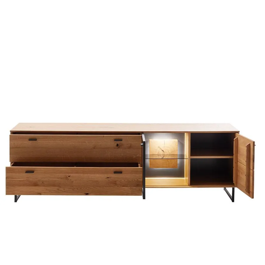 Discount Wohnzimmer Anbauwand mit LED Beleuchtung - Drinidad (dreiteilig) Wohnwände