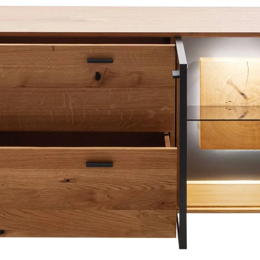 Discount Wohnzimmer Anbauwand mit LED Beleuchtung - Drinidad (dreiteilig) Wohnwände