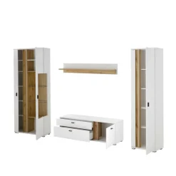 Best Wohnzimmer Anbauwand mit LED Set - Racelyn (vierteilig) Wohnwände