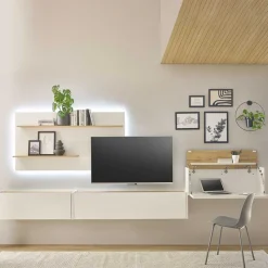 Clearance Wohnzimmer Anbauwand Set hängend - Nonessia (vierteilig) Wohnwände