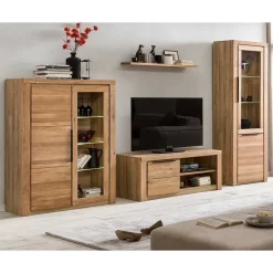 New Wohnzimmer Anbauwand teilmassiv - Nelenia (vierteilig) Wohnwände