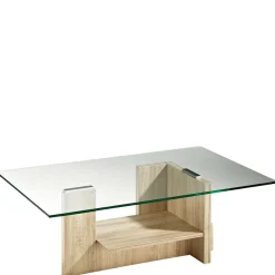 New Wohnzimmer Glastisch auf Säulengestell mit Ablage - Durense Tische