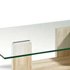 New Wohnzimmer Glastisch auf Säulengestell mit Ablage - Durense Tische