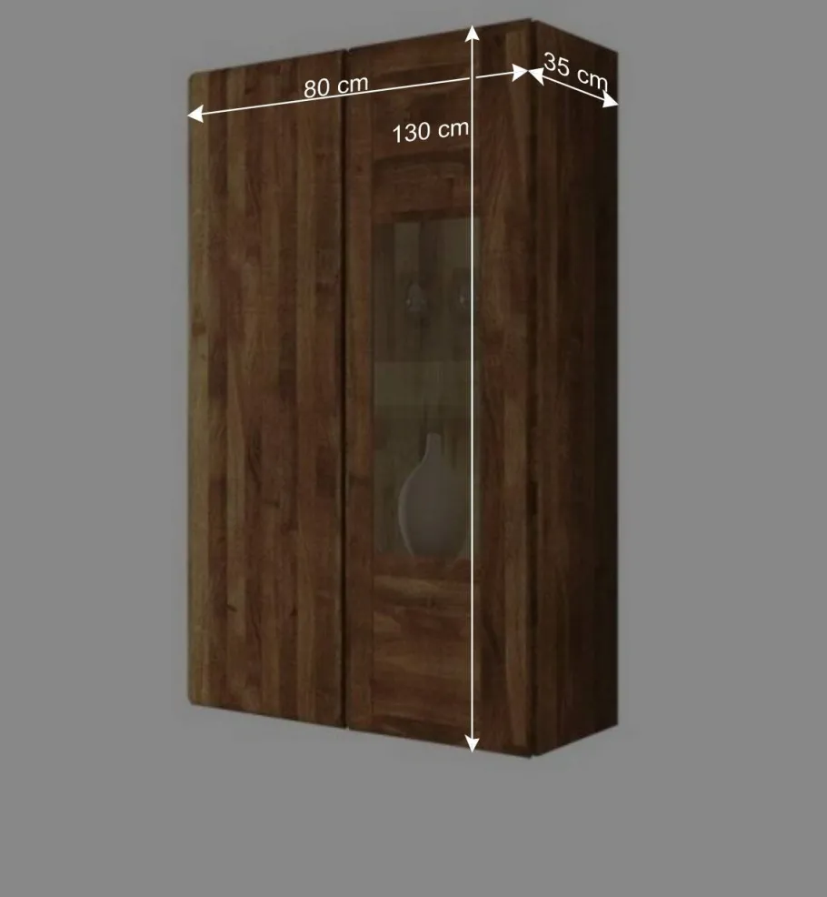 Wohnzimmer Hängevitrine Vaskov aus Wildeiche Massivholz Vitrinen